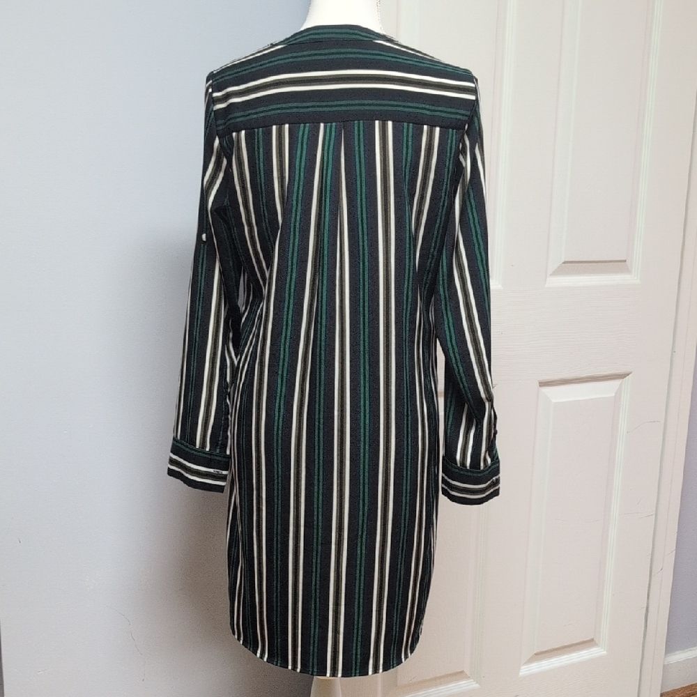 Express Black, Green & Tan Striped Shirt Dress Size S - Picture 2 of 7
